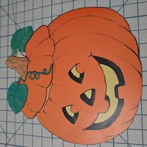 Vintage Halloween Jol Pumpkin Decoration Die Cut Out Double Sided 12.25 x 10.7